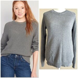 Old Navy Textured Waffle-Knit Sweater – Gray – Women’s Small